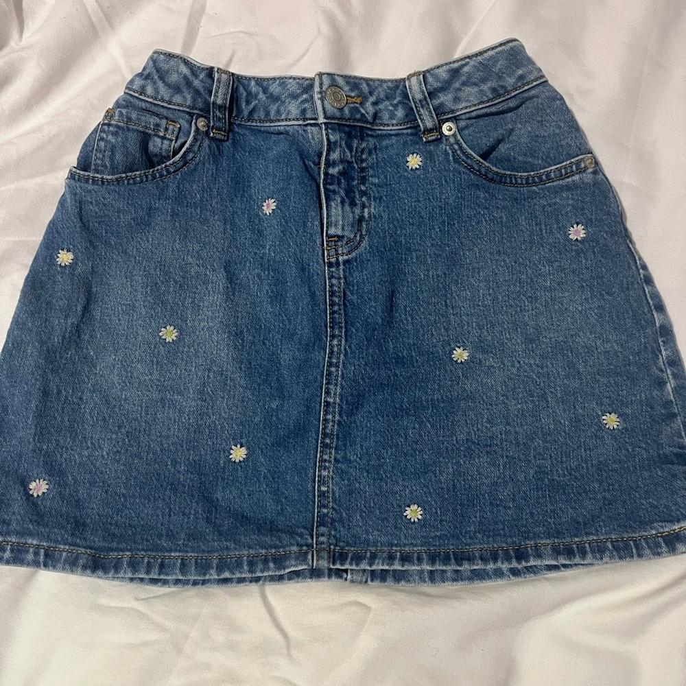 Cat & Jack Blue Denim Skirt with Floral Accents